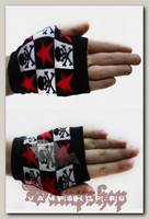 Перчатки-митенки Arm Warmer в клетку с черепами и звездами